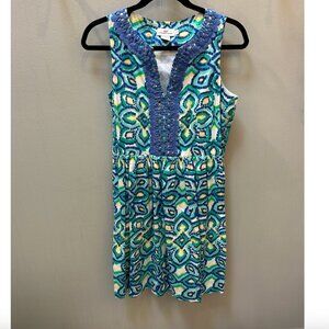 Vineyard Vines Print Mini Dress (Blue, Green, Yellow, White print) Size 6.